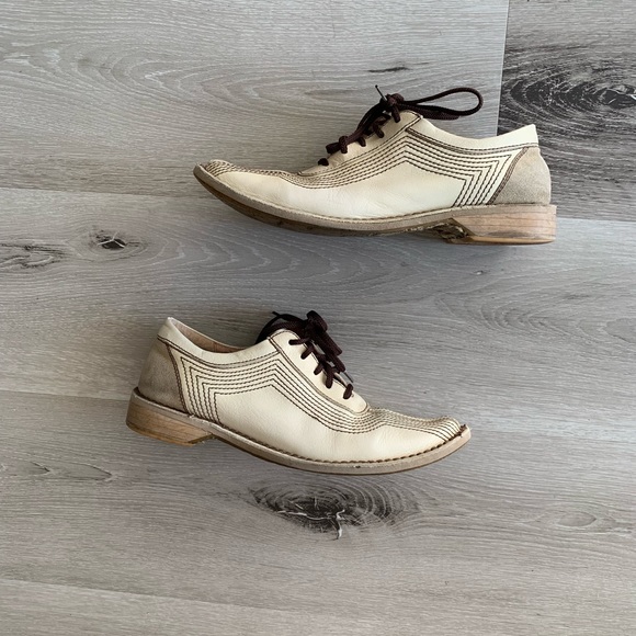 Genuine Leather Oxfords, Cream White, Size 6 - Picture 8 of 16